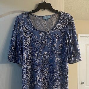 CeCe Blue Paisley Scoop Neck Tunic